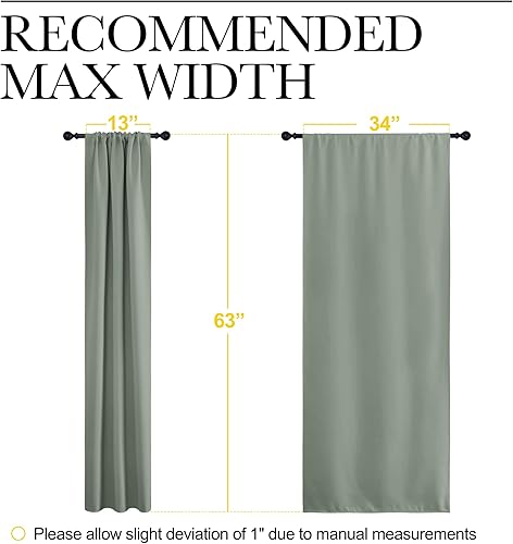 Miniatura 7 de NICETOWN Cortinas opacas para ventana, con aislamiento térmico, bolsillo para barra, cortinas opacas sólidas para sala de estar (verde grisáceo, un