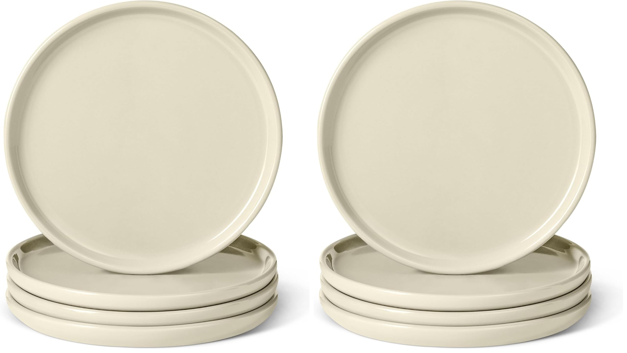 Amazon Basics Glazed Stoneware Appetizer Plates, Ceramic 4-Piece Set, Microwave and Dishwasher-Safe, 6.7 in., Ivory (Pack of 2)