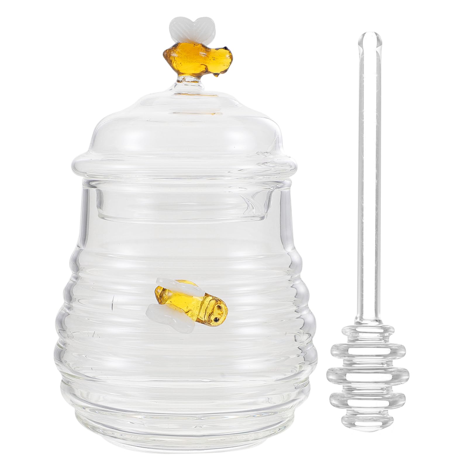 HEALLILY Large Glass Honey Pot with Dipper and Lid Honey Container for Syrup Molasses and Jam for Home Kitchen Parties and Housewarming and Lightweight Design