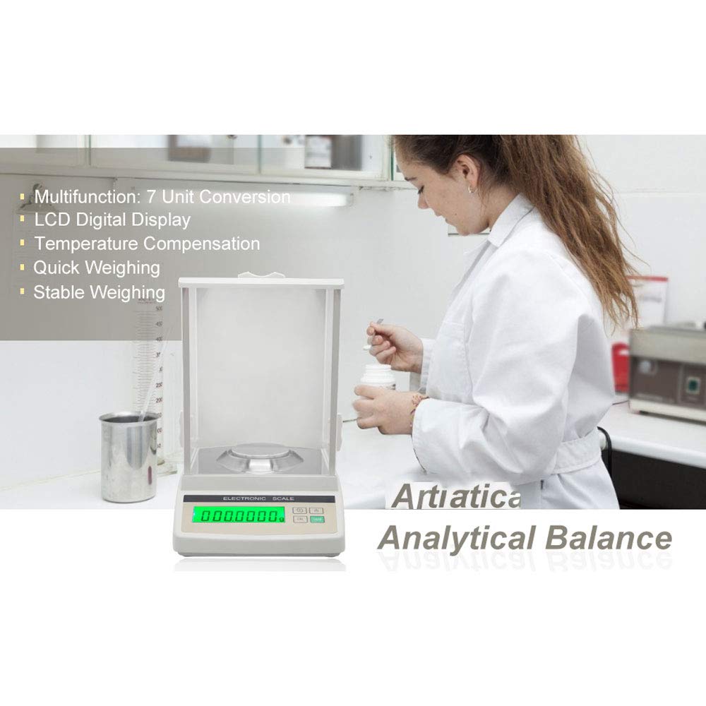 Báscula de precisión para Laboratorios/balanzas de precisión para Laboratorios Balanza analítica precisa Balanza Digital de 200 g/0,1 MG para Laboratorios y farmacias Jewe，
