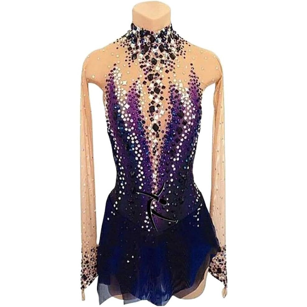 PONNYC Abiti da Pattinaggio Artistico Body da Ginnastica Ritmica per Bambine Gonne da Pattinaggio su Ghiaccio per Professionisti Costumi da Pattinaggio A Rotelle Full Diamond