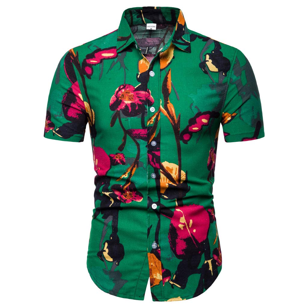 Lapel Printing Short Sleeve Shirt Men's New Pattern Casual Fashion Printing Tops
