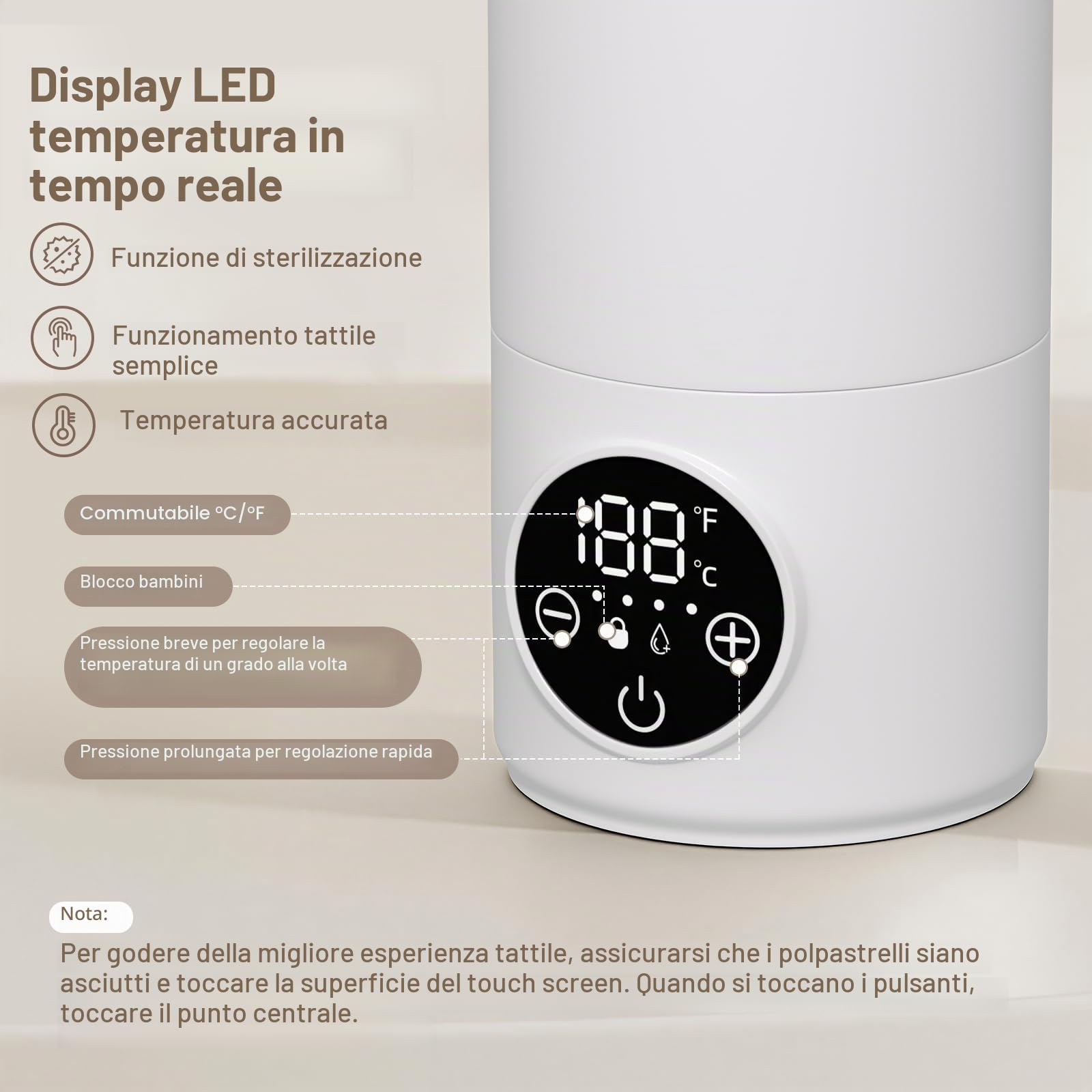 Scaldabottiglie portatile elettrico a riscaldamento rapido ricaricabile (500 ml) con indicatore LED per latte materno e acqua, per auto, campeggio e viaggi