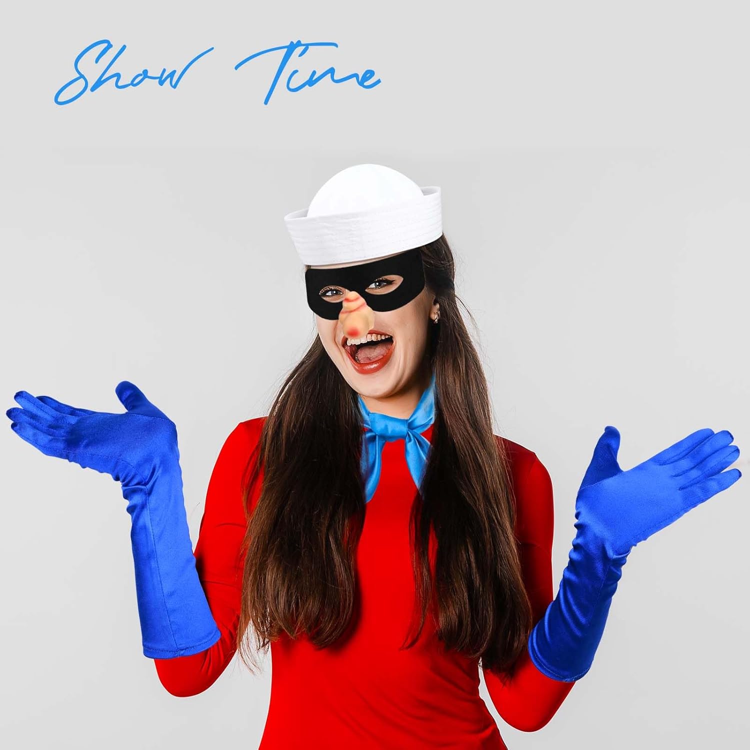 6 PCS Halloween Sailor Costume Include Sailor Hat Scarf Nose Gloves Socks and Mask for Men Women Cartoon Character Dress Up - Image 9