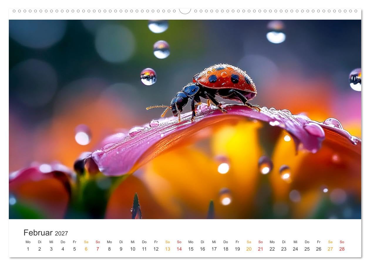CALVENDO - Zauber der Tropfen (Wandkalender 2027 DIN A2 quer), Monatskalender: Der Zauber des Morgentaus - eine glitzernde Natur.