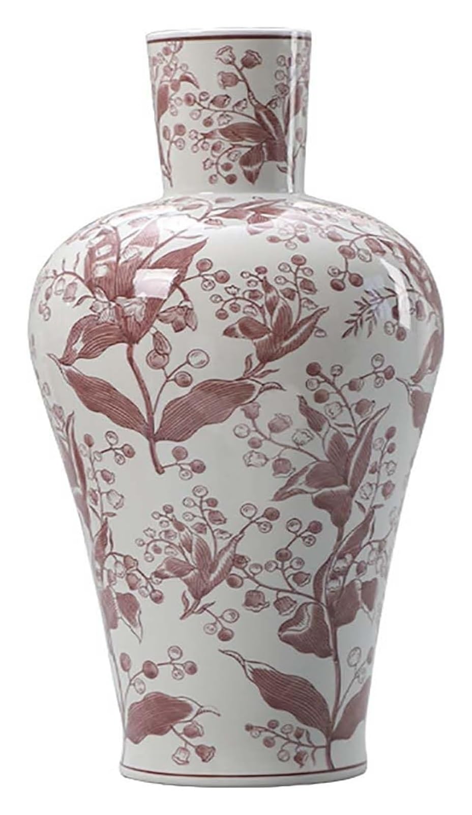 SnamicE Vase Tabletop Porcelain Vase Chinese Style Living Room Floor-Standing Ceramic Flower Arrangement,Red