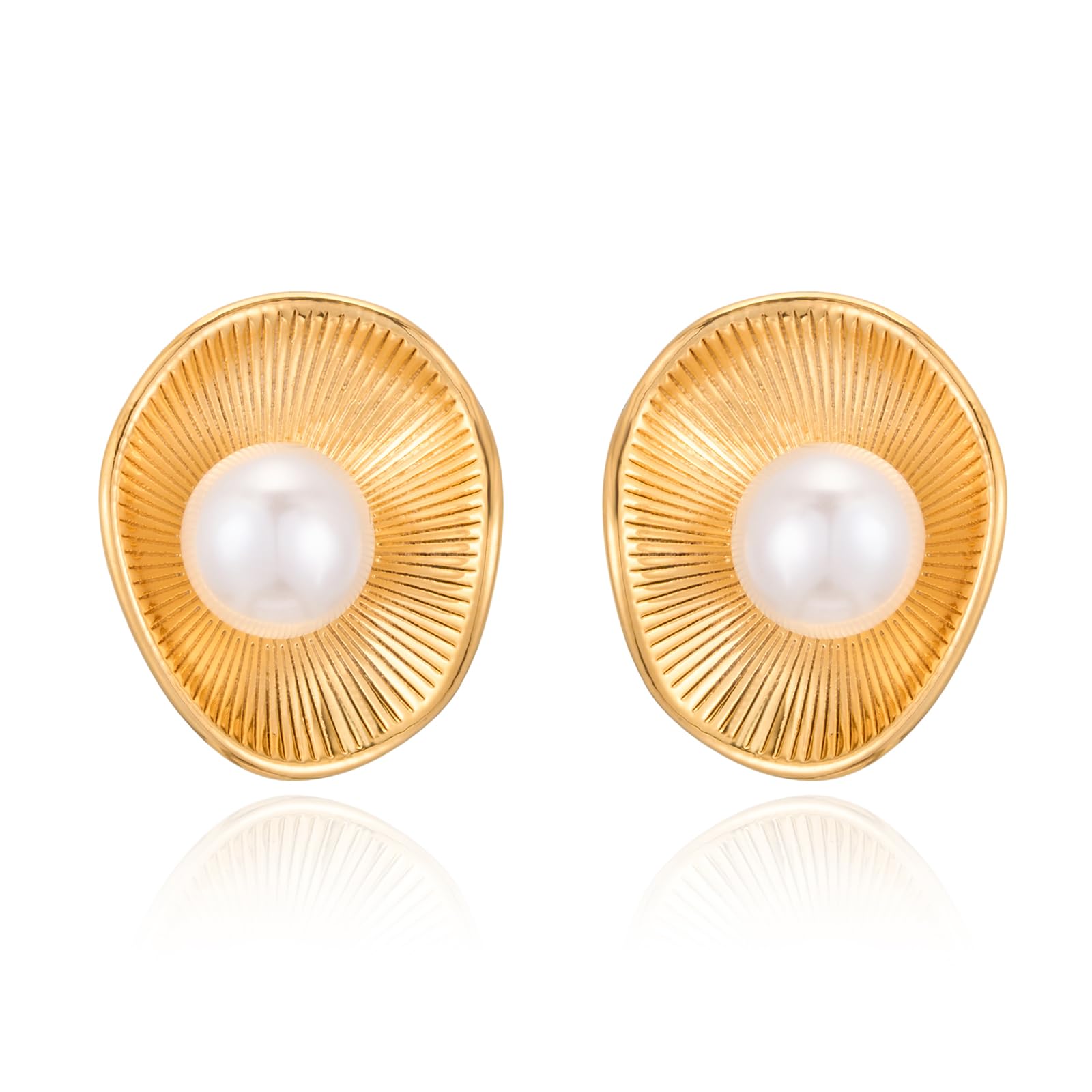 Vintage Pearl Chunky Earrings (14K Gold Plated)