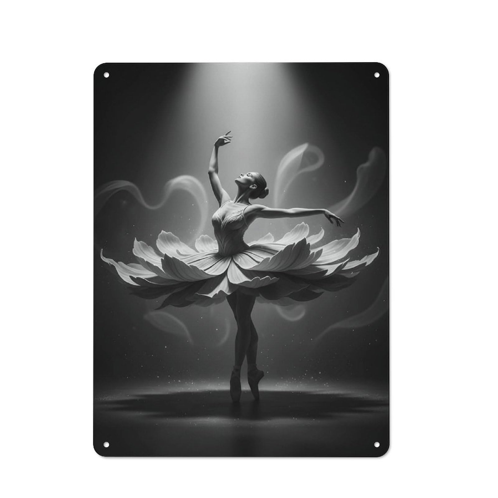 Junmoney Elegant Ballerina In Floral Tutu 40X30cm Rustic Tin Sign With For Home Office Or Studio, For Metal Sign Collectors, For Garage And Workshop Walls