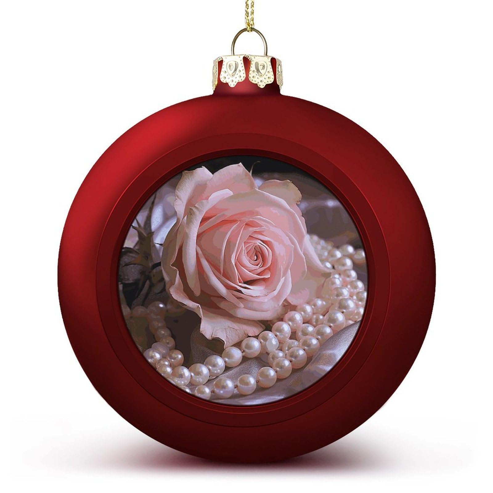 Boules de Noël pour sapin au design rose perlé de haute qualité pour salon chic