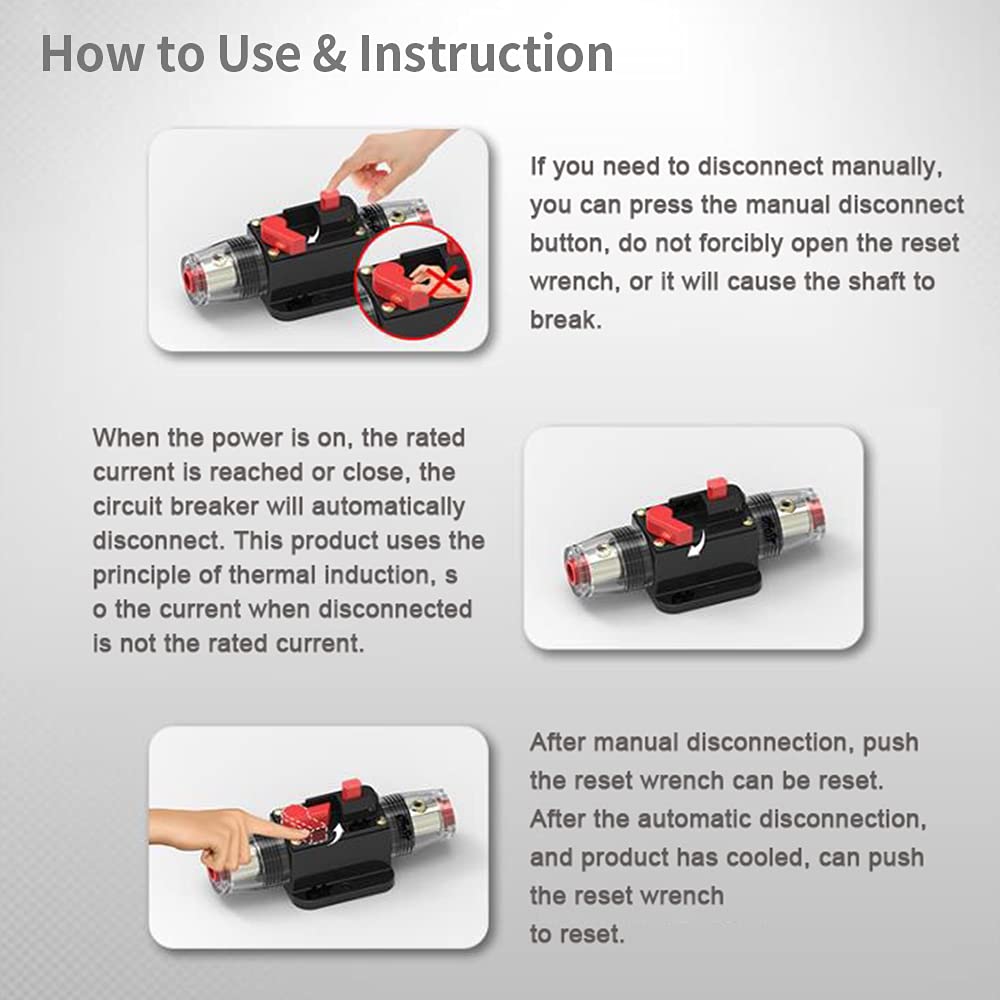 Disjoncteur Voiture 12-48V MOTTDAM - Protection Circuit Audio Avec Réinitialisation Manuelle