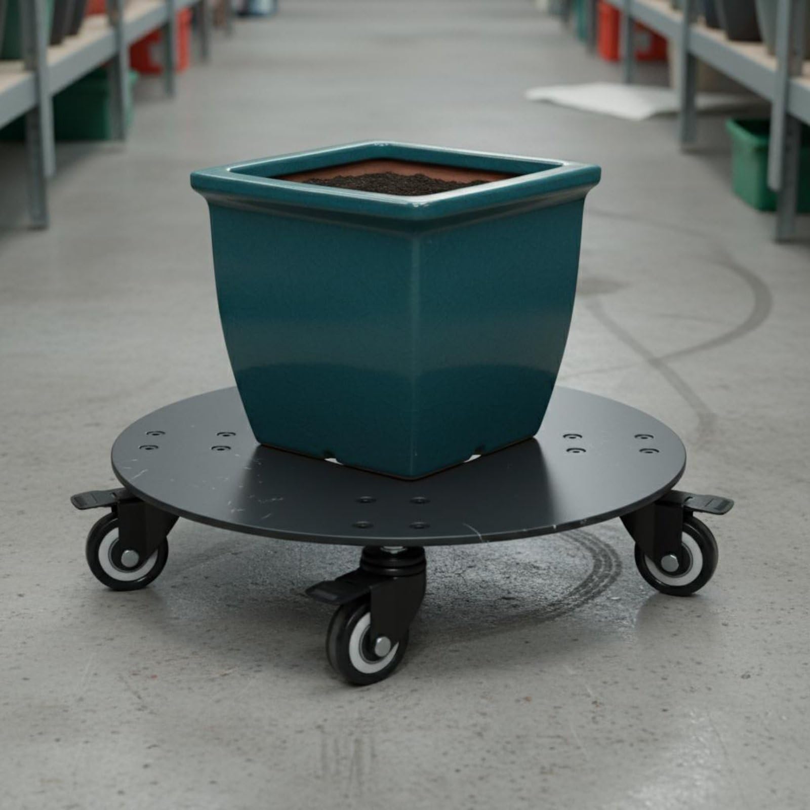 Plant Holder Carrello Trolley per Piante Supporto Portavaso Base Robusta in Metallo Ruote Antirumore con Freno Protezione da Ruggine E Acqua per, 14IN