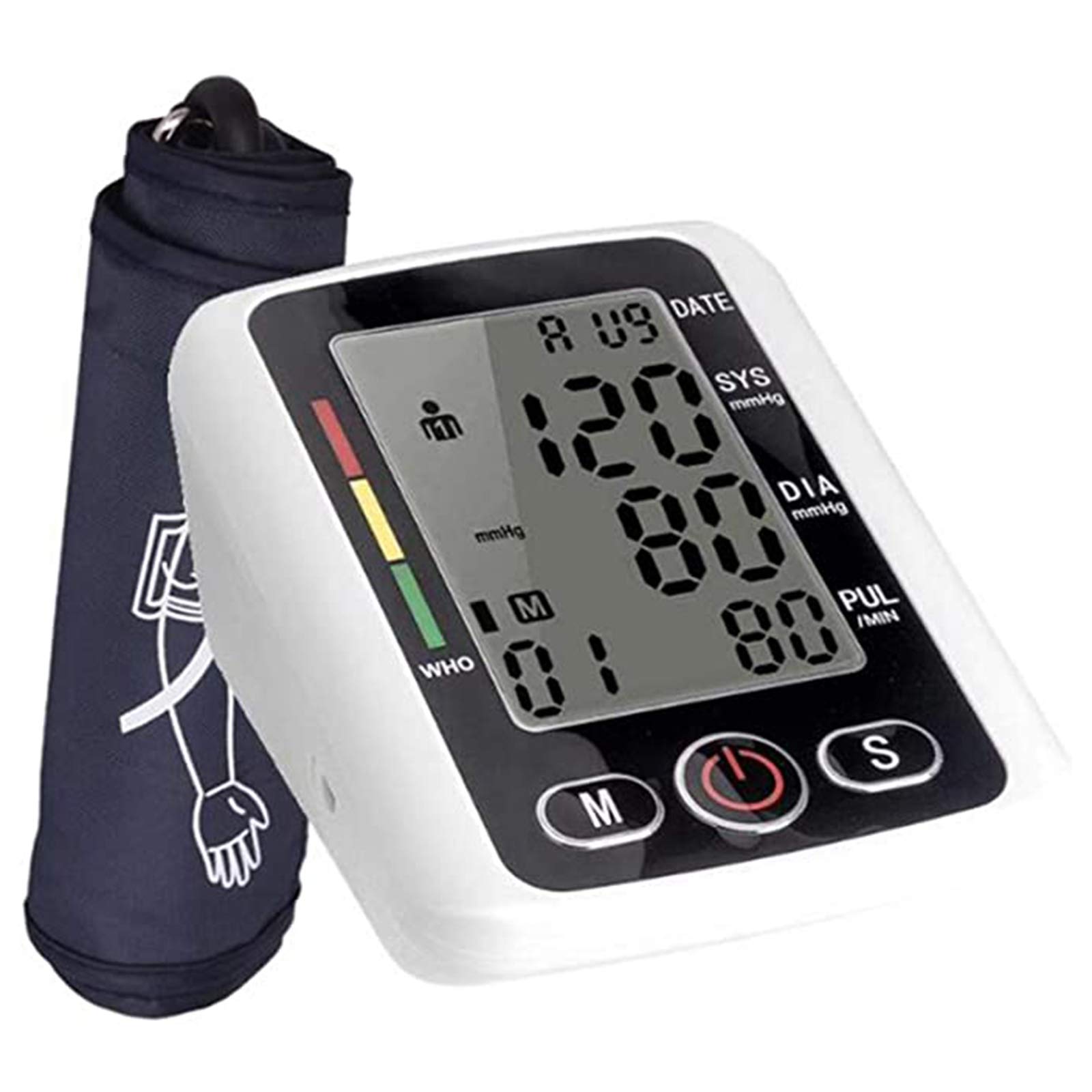 Monitor De Presión Arterial, Medidor De Presión Arterial Inteligente para El Hogar Tipo Brazo con Brazalete Ajustable De Amplio Rango, 2 X 99 Memorias