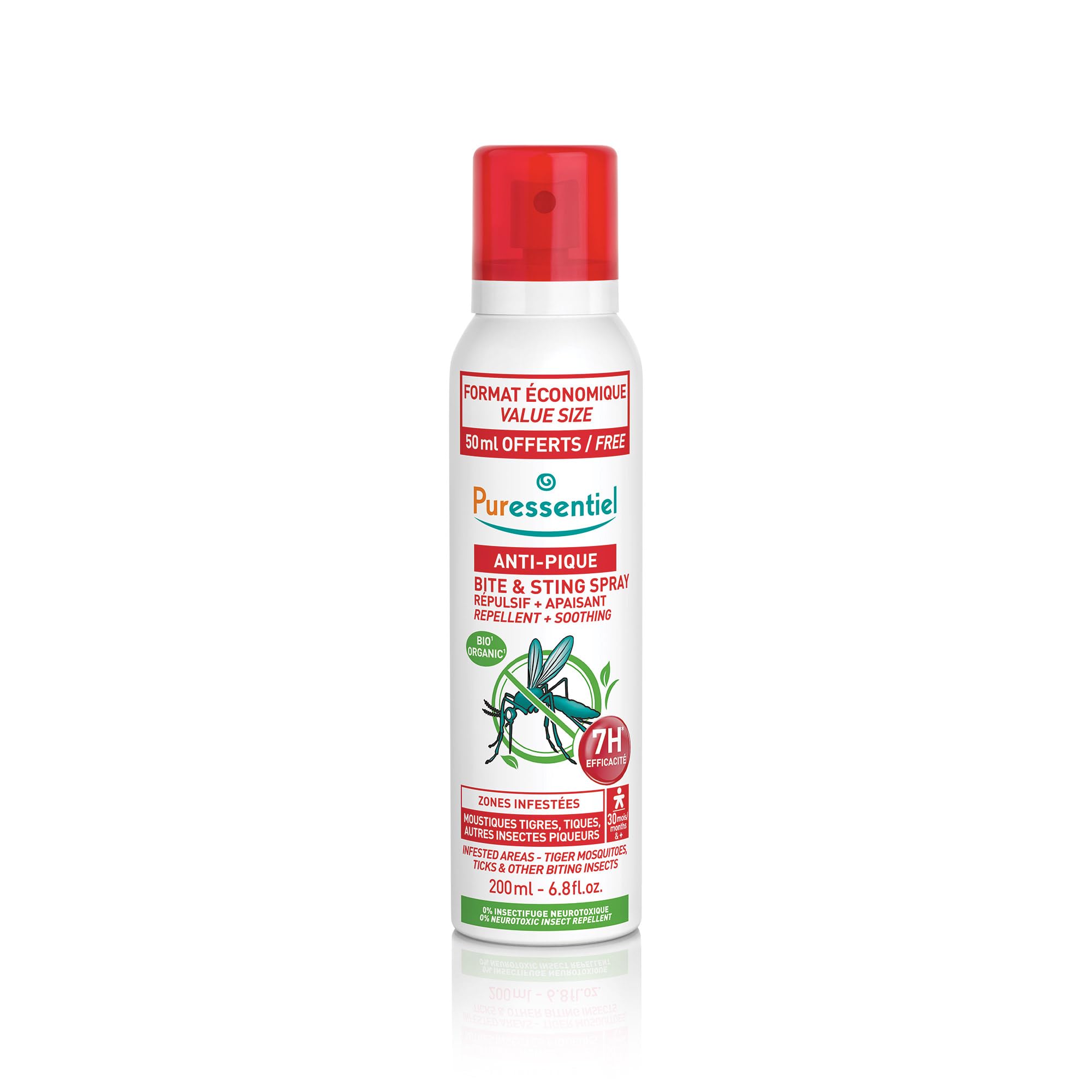 Puressentiel - Bite & Sting Repellent & Soothing Spray 200 ml – Mosquito, Insect, Fly, Tick Repellent – Effective Up To 7 Hours – 100% Plant Origin – Deet Free – Child Safe