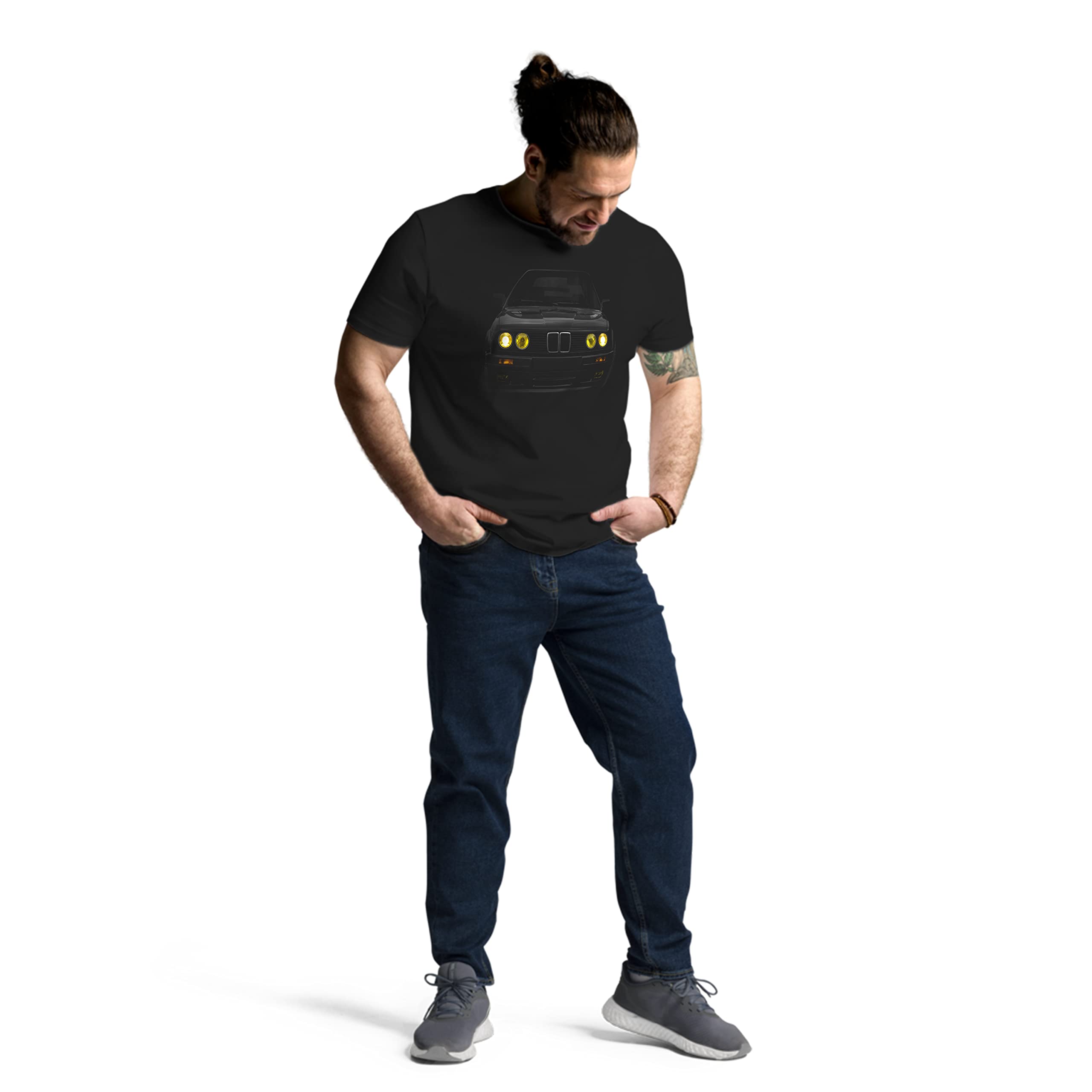 T-shirt Bimmer E30 Yellow Headlights 100% Cotone