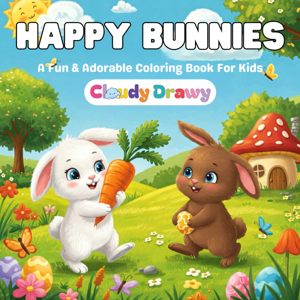 Happy Bunnies: A Fun and Adorable Coloring Book with Bunny-Themed Alphabet Letters for Kids Ages 4-8: Cute Bunny Coloring Pages with Playful Rabbits, ... for Boys and Girls (Color & Learn Adventures)