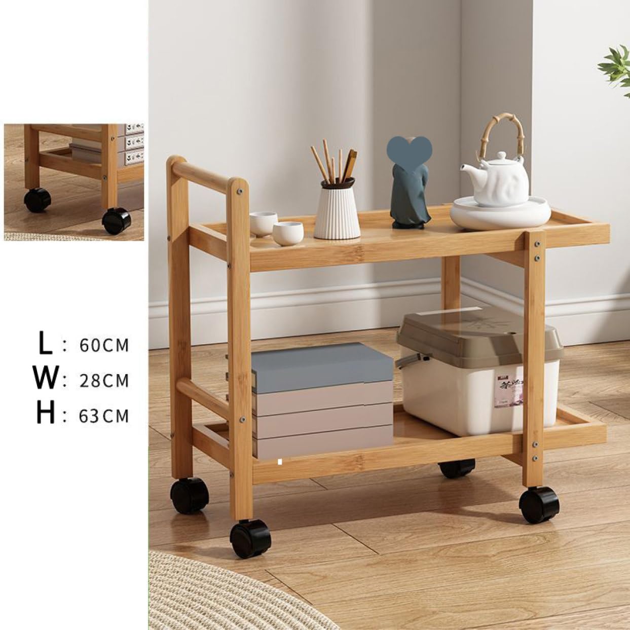 Amazon.co.jp: [SDS] 竹製キッチンワゴン 2段 3段 取っ手付き