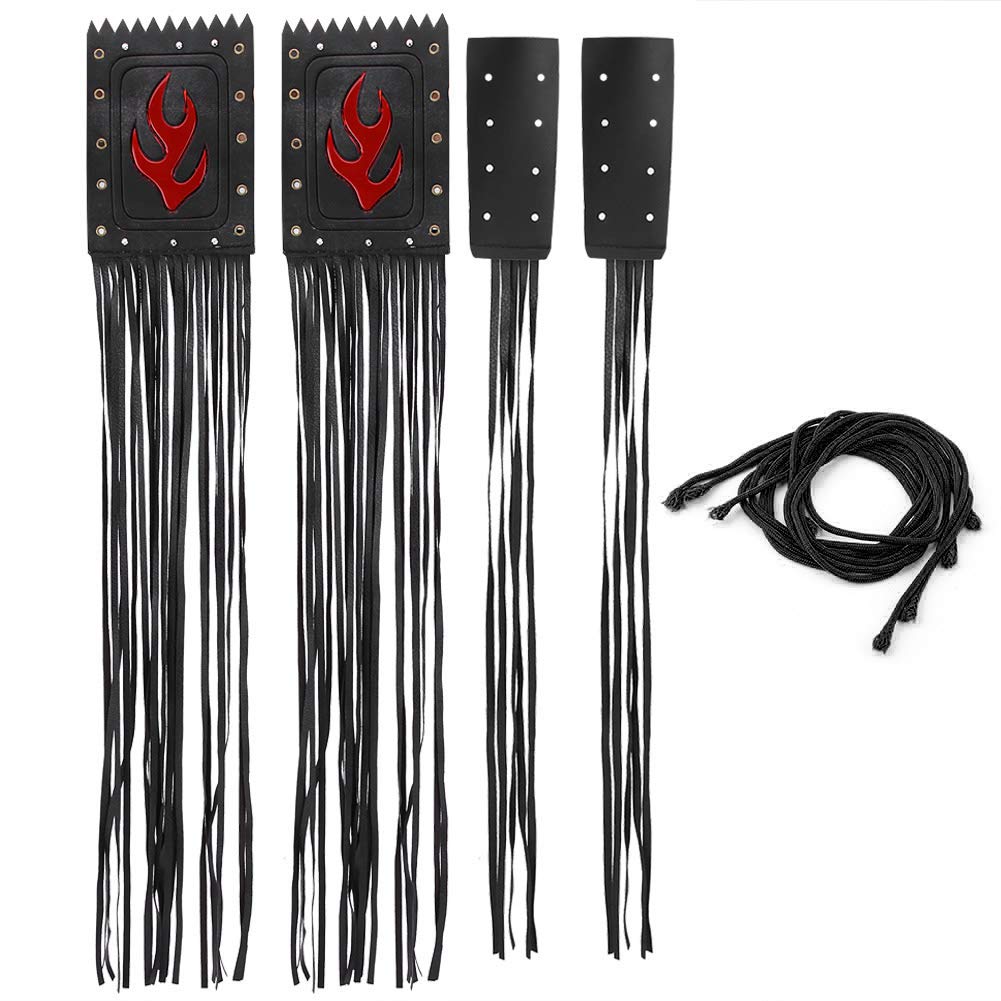 Akozon Black Motorcycle Handlebar Tassels + Universal 2 Leather Motorcycle Handlebar Tassel Fringe Handlebar Lever Cover For Victory Cruiser Replacement Accessory Part