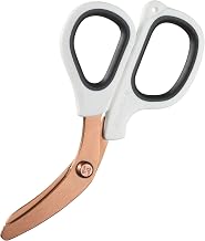 xShear Mini 6" Trauma and Nurse's Shear. Razor sharp and compact scissors, perfect for EMTs, doctors, ICU, wound care and bandages (White & Rose Gold)