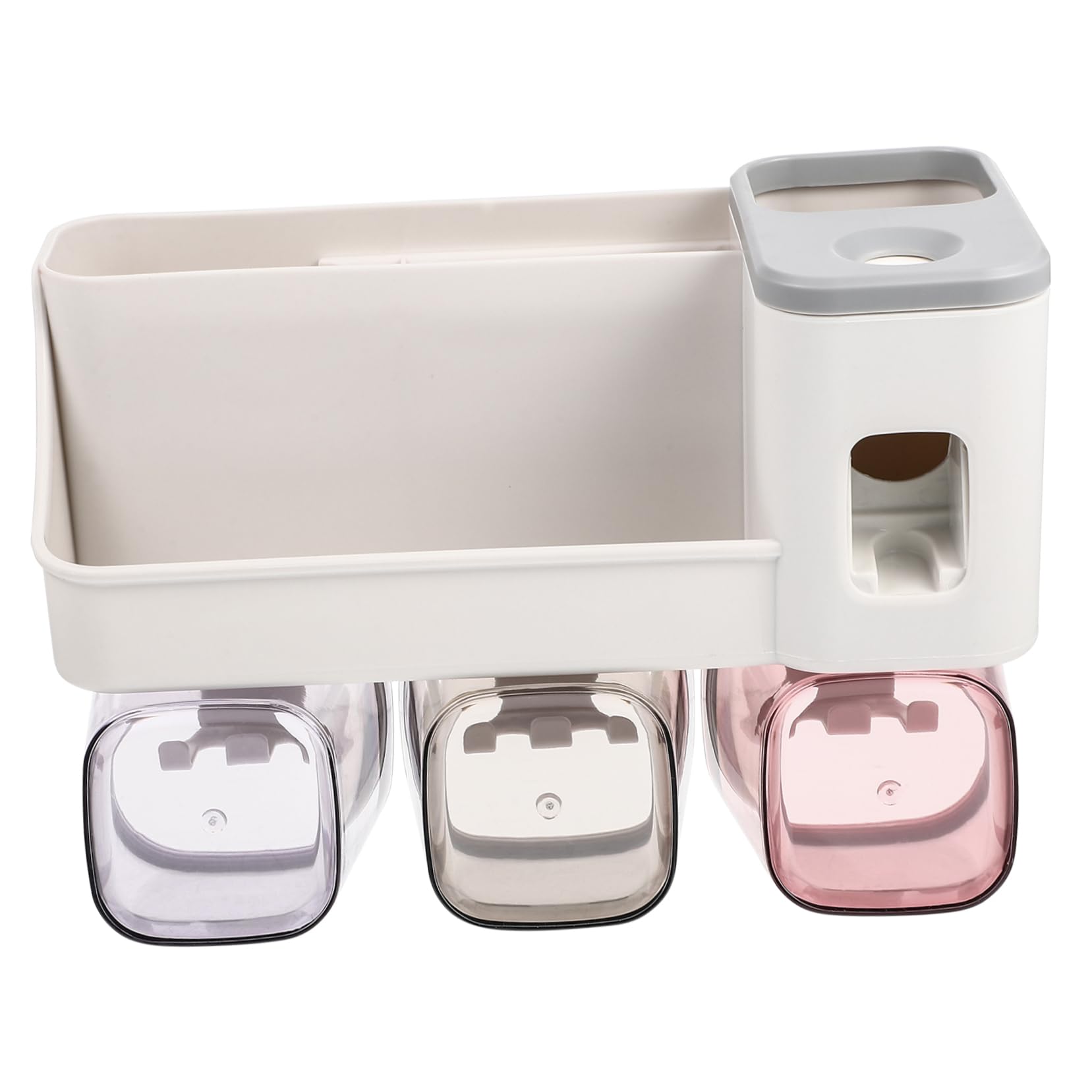 Portaspazzolini da Bagno a Parete in Plastica, Organizer | Doccia e Bagno, Supporto per Dentifricio e Bicchiere, Rack per Spazzolini Adulti e Ragazzo Ragazza