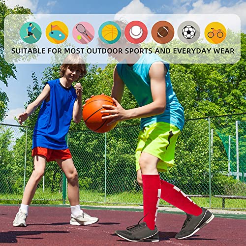 ZEPOHCK Kids Athletic Soccer Socks, 2 Pairs Knee High Socks for Youth Boys Girls for Shoe Size 3-6.5 / Ages 6-123