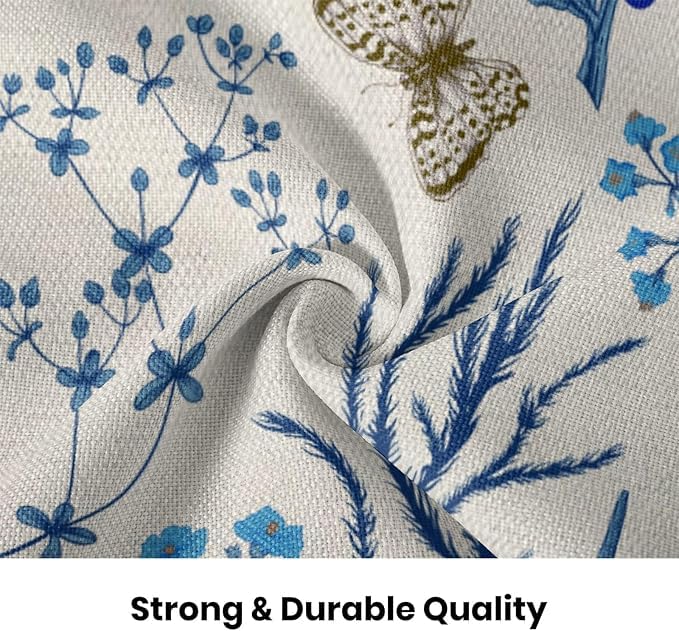 Image of AEIOAE Summer Pillow Covers 22x22 Inch Set of 2,Blue Wild Flower Plant Throw Pillows Case,Seasonal Floral Outdoor Decorative Square Linen Farmhouse Decor Cushion Covers for Home Sofa Bed Couch
