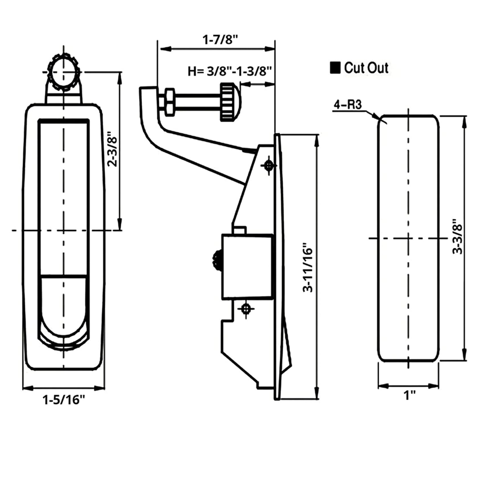 16 chiusure a compressione in lega di zinco con chiusura a leva regolabile da 0,04 a 2,3 cm