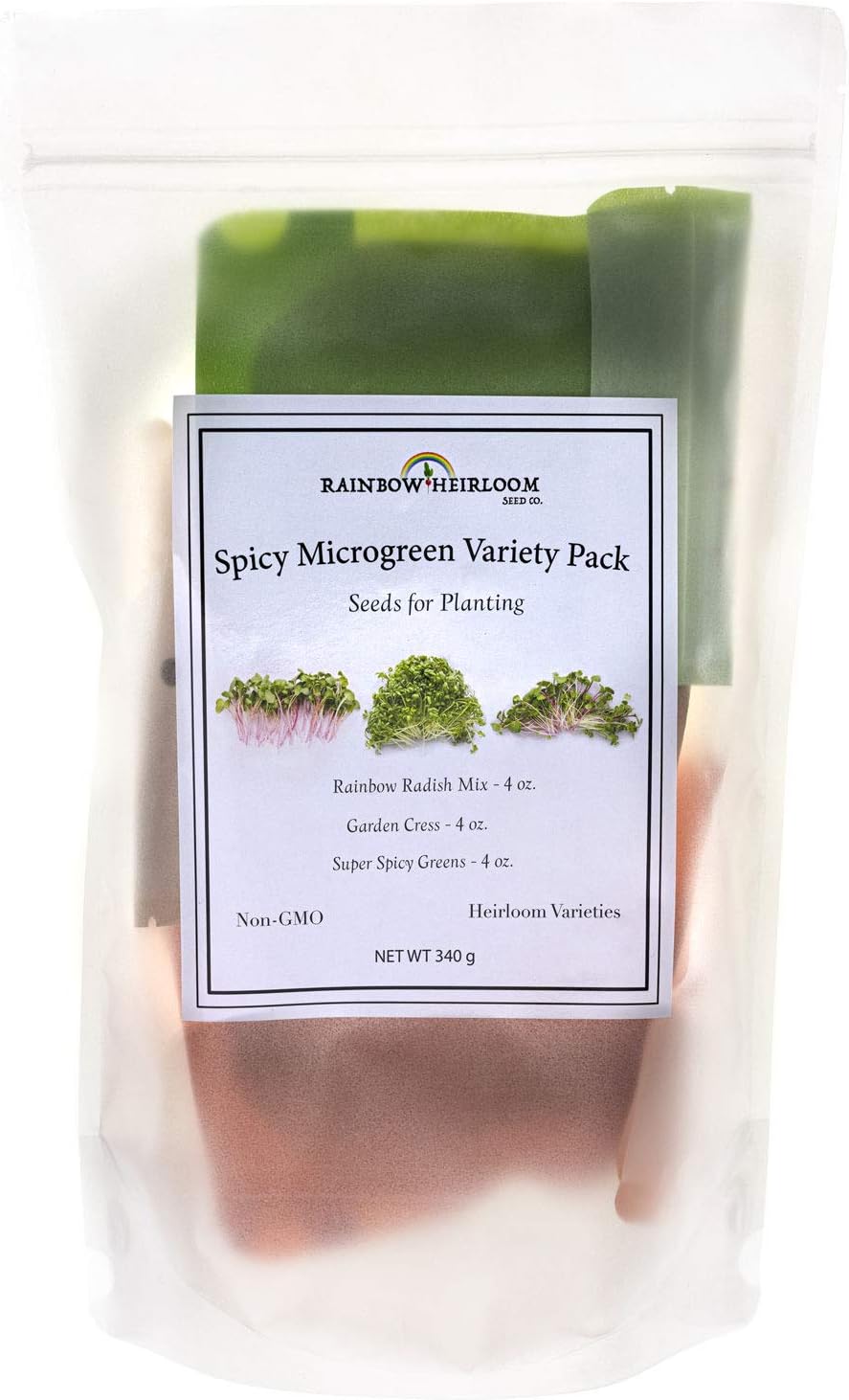 Spicy Microgreens Seed Variety Pack for Planting | Contains Super Spicy Microgreen Mix, Rainbow Radish Mix, Garden Cress Microgreen Seeds | Non-GMO & USA Grown | Rainbow Heirloom Seed Co.
