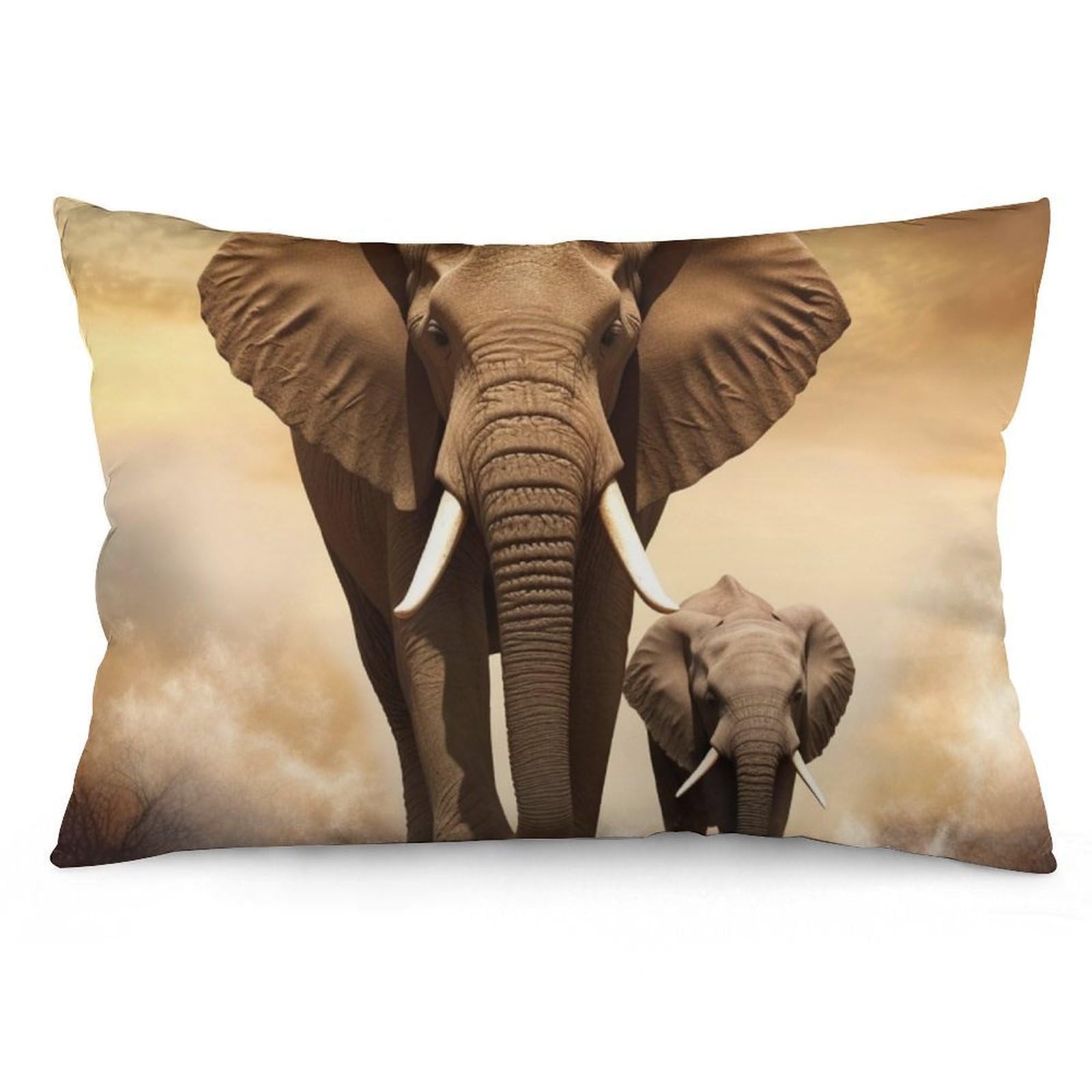 Velvet Pillowcases Standard Size 12 "x20, Ultra Soft Breathable Pillow Cases for Bed, Luxury Cozy Fuzzy Pillow Shams, Lumbar Pillow Cover, Elephant Cushion Case Home Decor