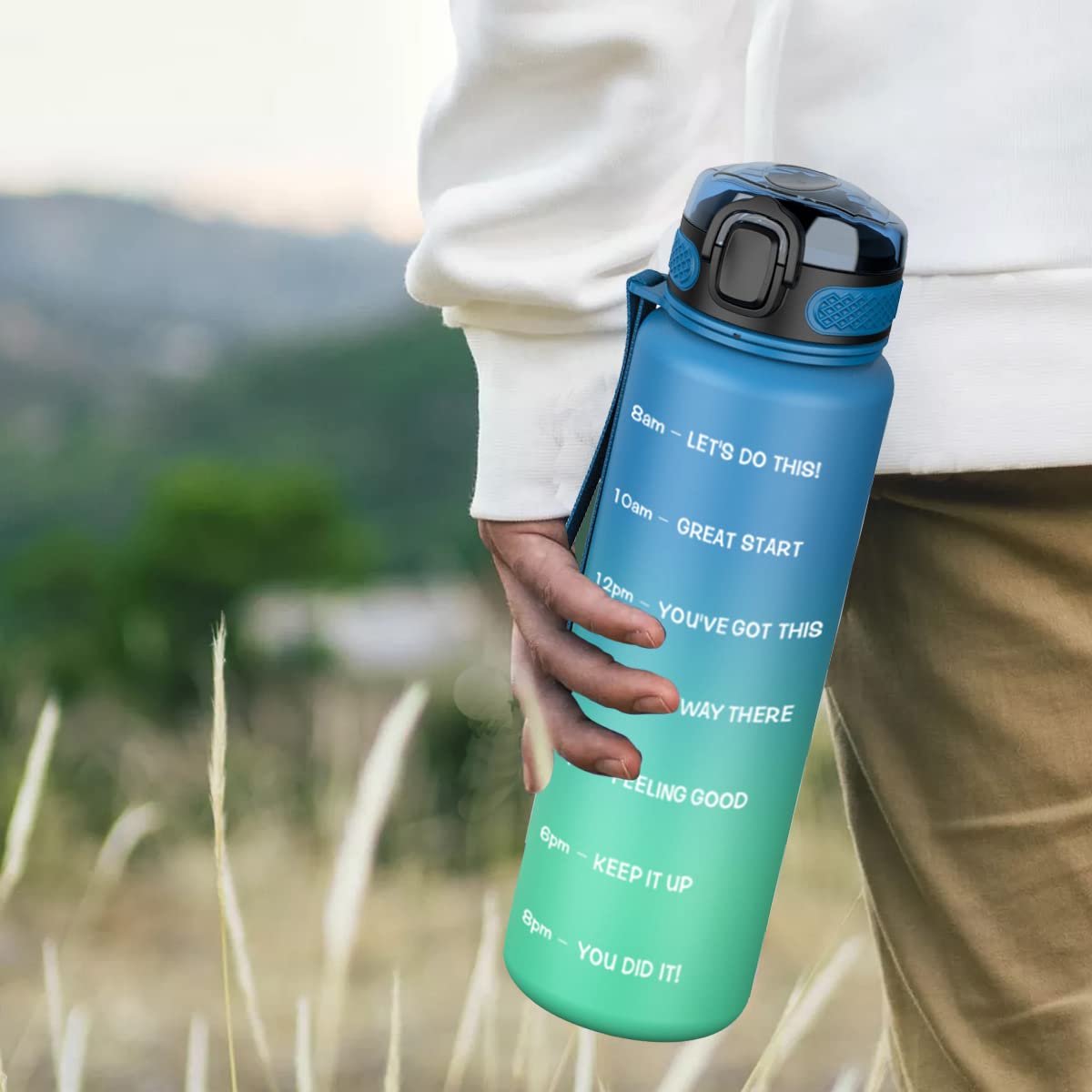 Motivational Water Bottle - Track Hydration & Stay Inspired -4