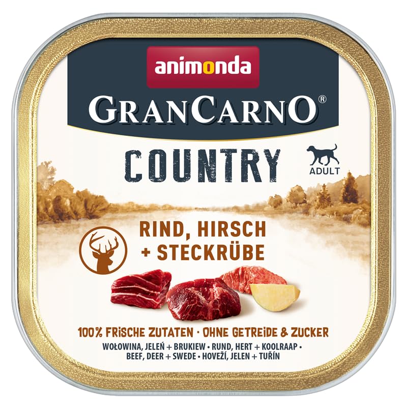 Animonda GranCarno Country 150g (Bundle) | 12 oder 24 Schalen-Mix mit garantiert 4 verschiedenen Sorten | getreidefreies Nassfutter für Hunde (24x 150g)