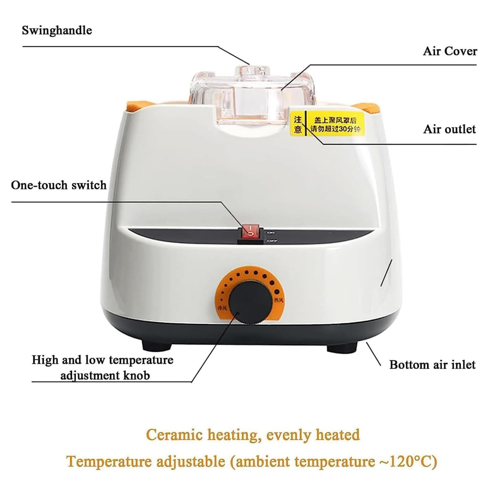 Riscaldatore per occhiali da vista, regolazione del telaio ad aria calda per una facile modellatura e riparazione di telai non metallici, temperatura ambiente regolabile fino a -120 °C
