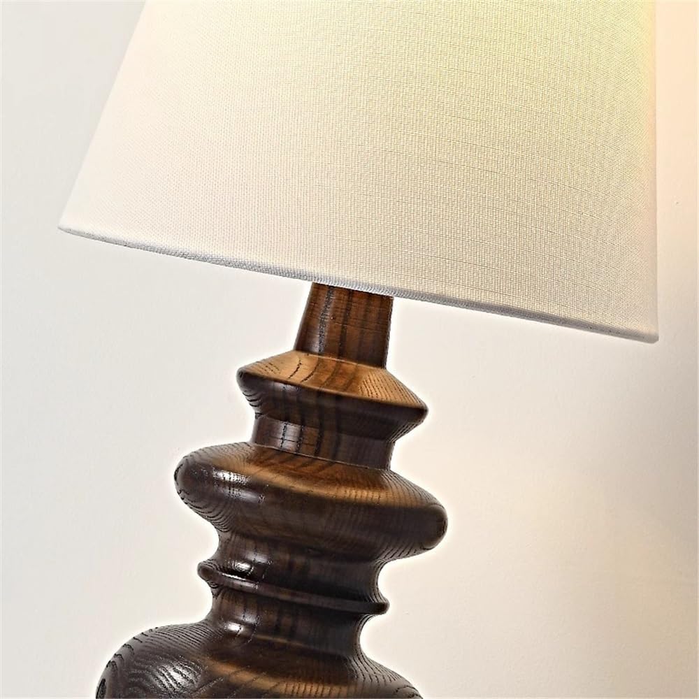 Lampa biurkowa Antyczna lampa stołowa do sypialni, stolika nocnego, hotelu, drewniana dekoracja(Brown)