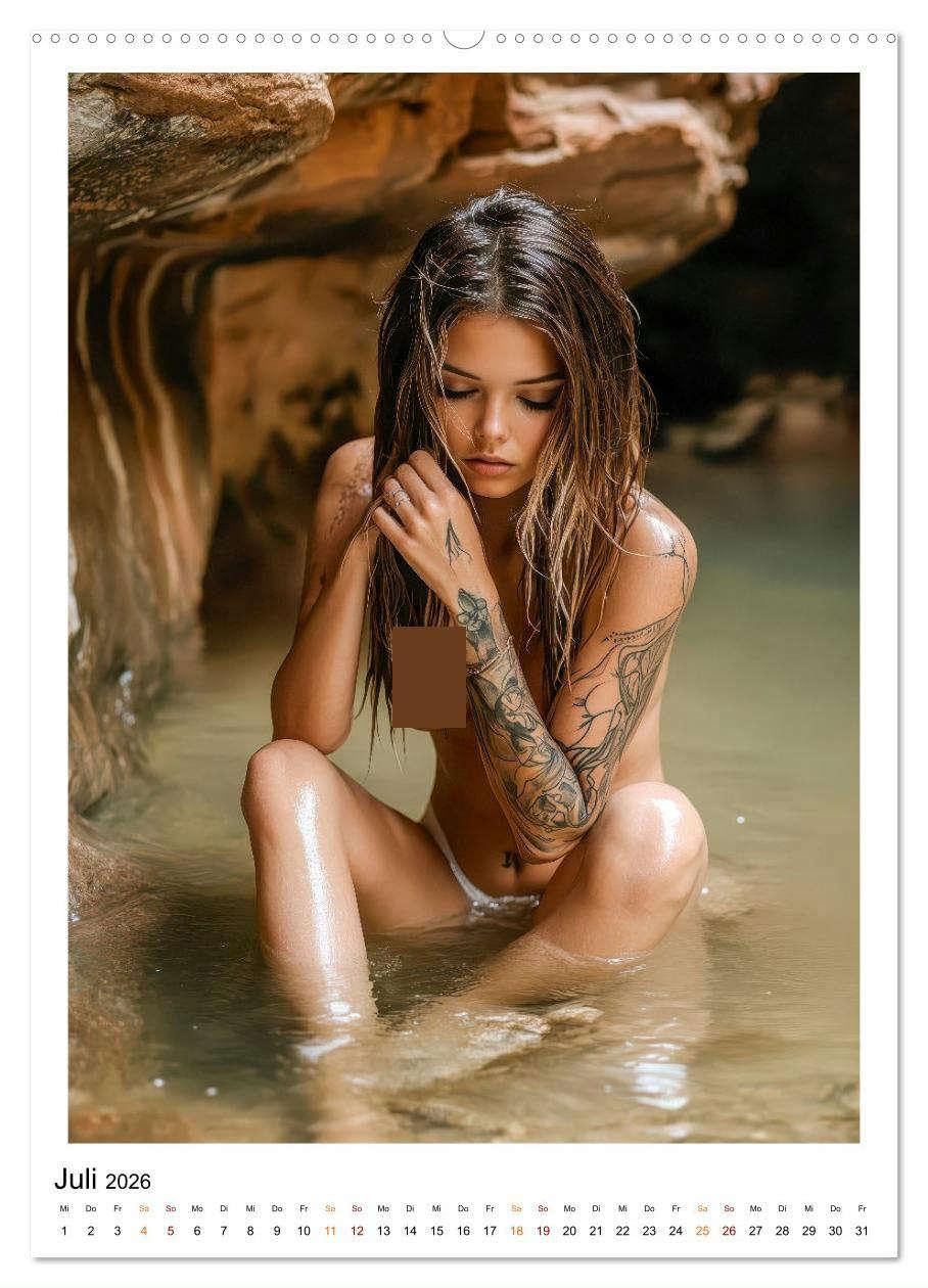 Tattoo Dreams - Sinnliche Kunstwerke (Wandkalender 2026 DIN A2 hoch), CALVENDO Monatskalender: Erotische Frauen verzaubern mit sexy Tatoos. (CALVENDO Erotik)