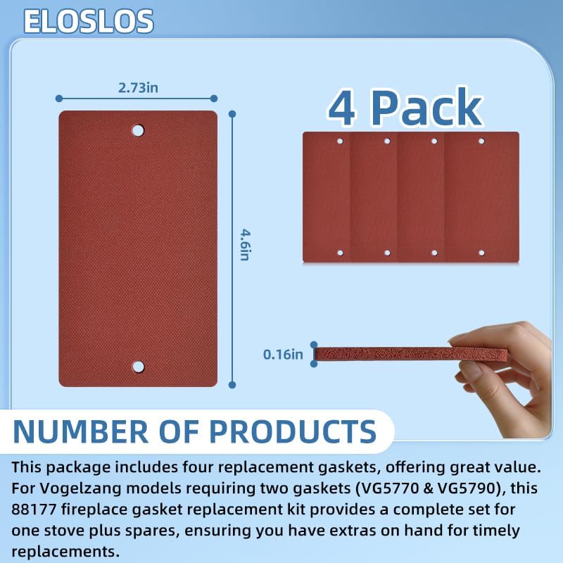 4PCS 88177 Ash Cleanout Cover Gasket Replacement for Vogelzang/Ashley Stove