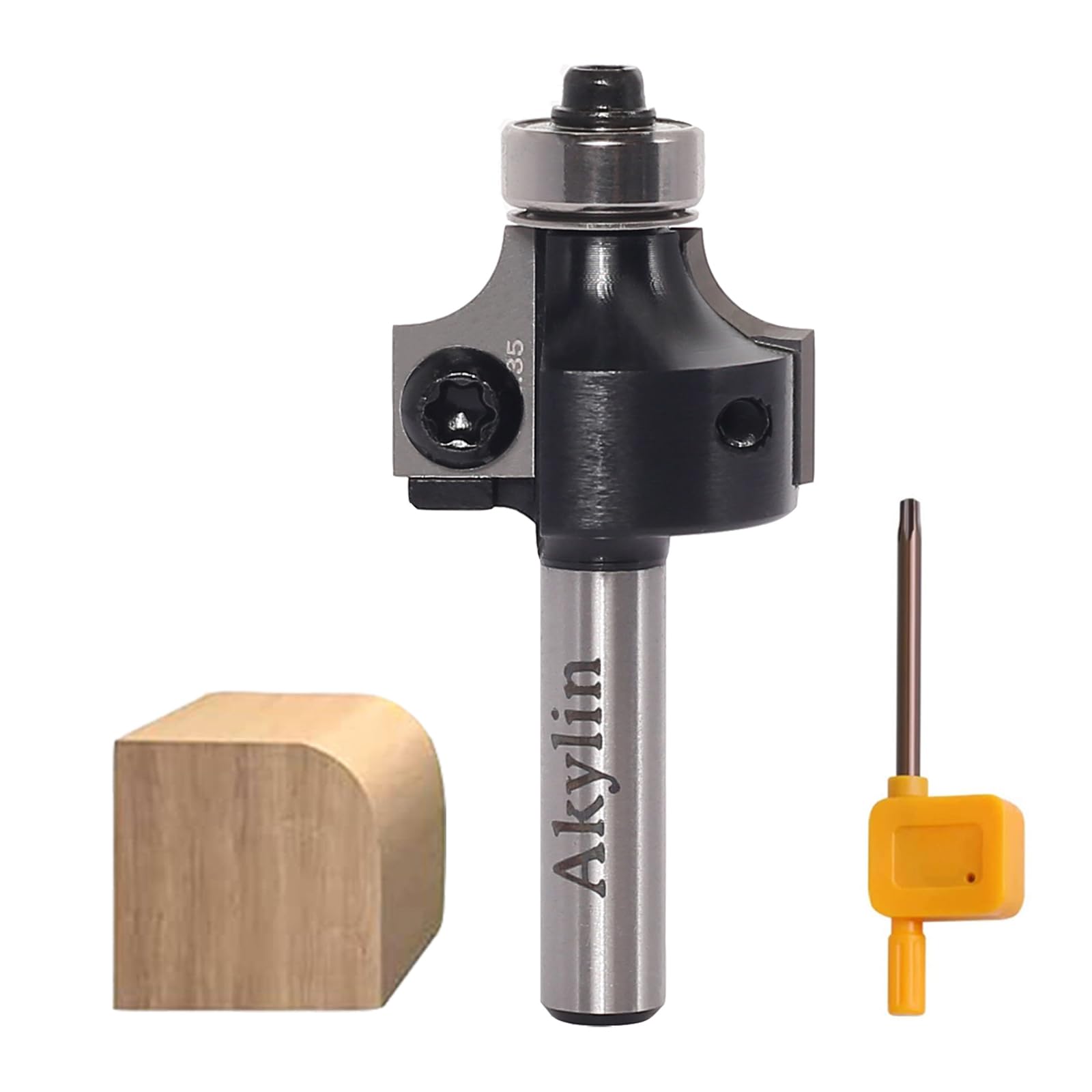 Wendeplatten Abrundfräser 8mm Schaft，Austauschbare Hartmetall Klinge，Abrundfräser Fräser Oberfräse mit Kugellager Holzfräser