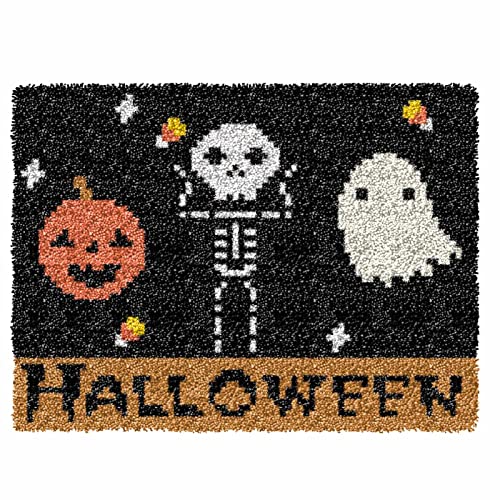 Image of Ylkgogo Latch Hook Kits for Adults /Beginners Crocheting Rug Pre-Printed Canvas Halloween Pattern Embroidery Tapestry Needlework Home Decor 20.5 inch X 15 inch