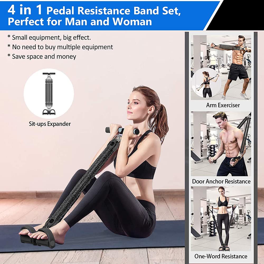 Fitness Gummibänder Multifunktional 4 Schläuche Latex Zugseil Expander Workout Pedal Sportgeräte Widerstandsbänder Home Gym
