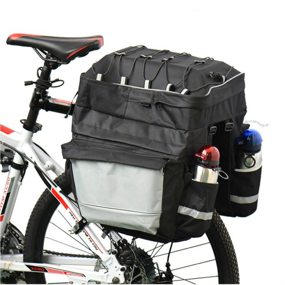 Hosoncovy 3 in 1 Large Capacity Bike Raer Rack Luggage Bag Extendable Waterproof Bicycle Trunk Bag Cycling Rear Seat Pack with Rain Coiver