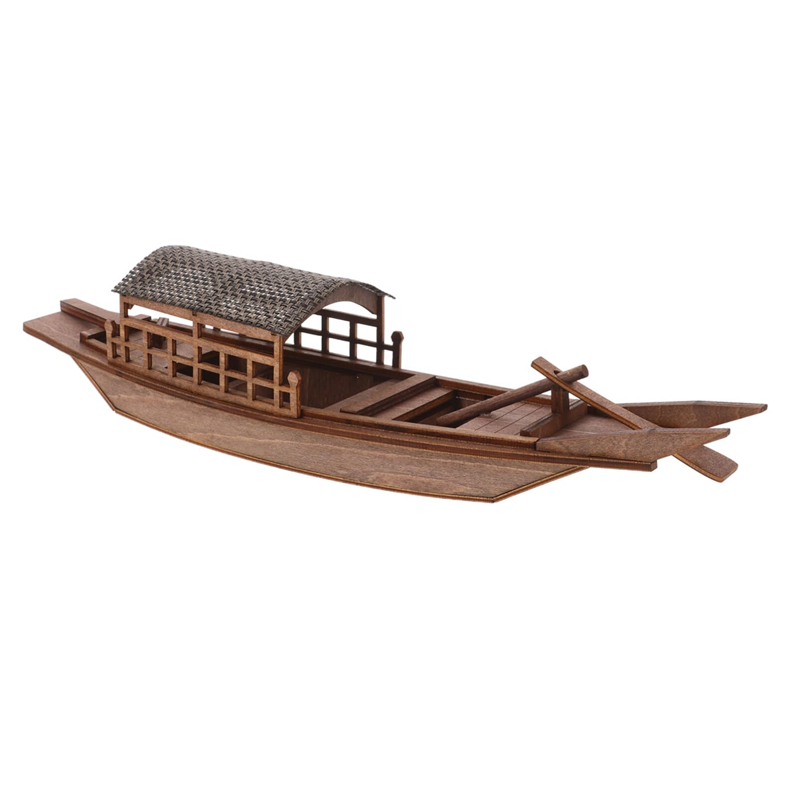 Luxshiny Vintage Wooden Boat Figurine, Wooden Sailboat Model Model Chinese Archaistic Boat Collectible Model Asian Chinese Fishing Boat Sail Boat Nautical Decoration A