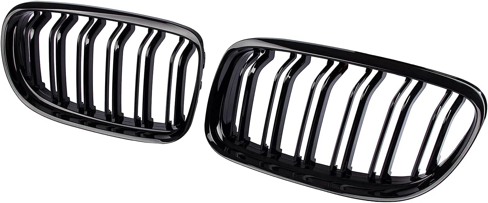 DOCAS Front Bumper Kidney Grille, Pair Glossy Black Grill Double Line Compatible with BMW E90 328i 318i 320i 323i 325i 330i 335i 2009-2011