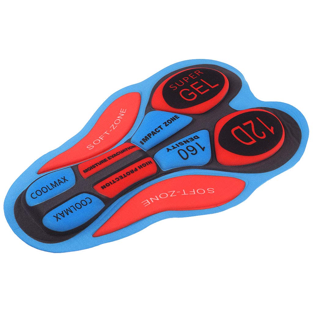 B Baosity Atmungsaktiv Gel-Polster 3D Pad Gel-Polsterung für Radhose Radlerhose Fahrradhose Fahrradbekleidung Kissen - 12D Rot