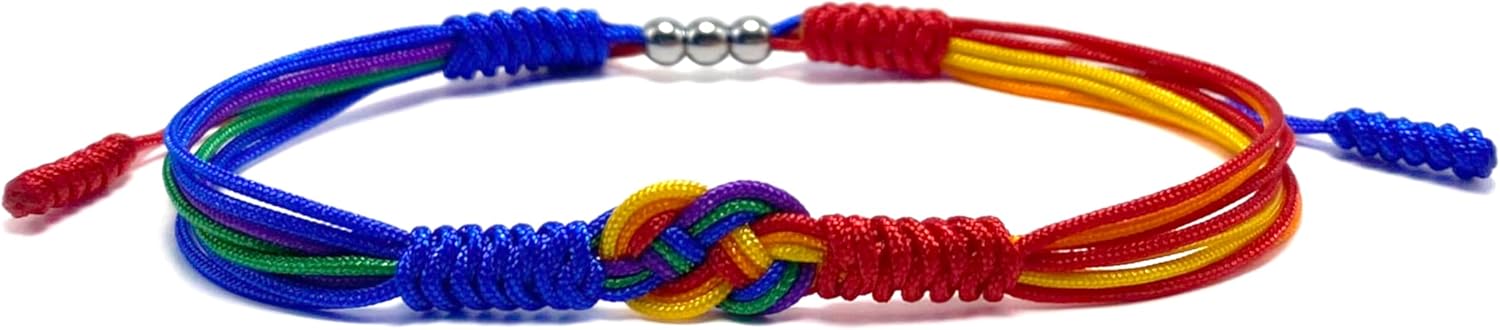 Infinity Love Bisexual Pansexuality LGBTQIA+ Pride Lesbian MLM Love Wrist Wrap Bracelet, Boho Rope Bracelet Bangles for Women Men Thread for Him and Her