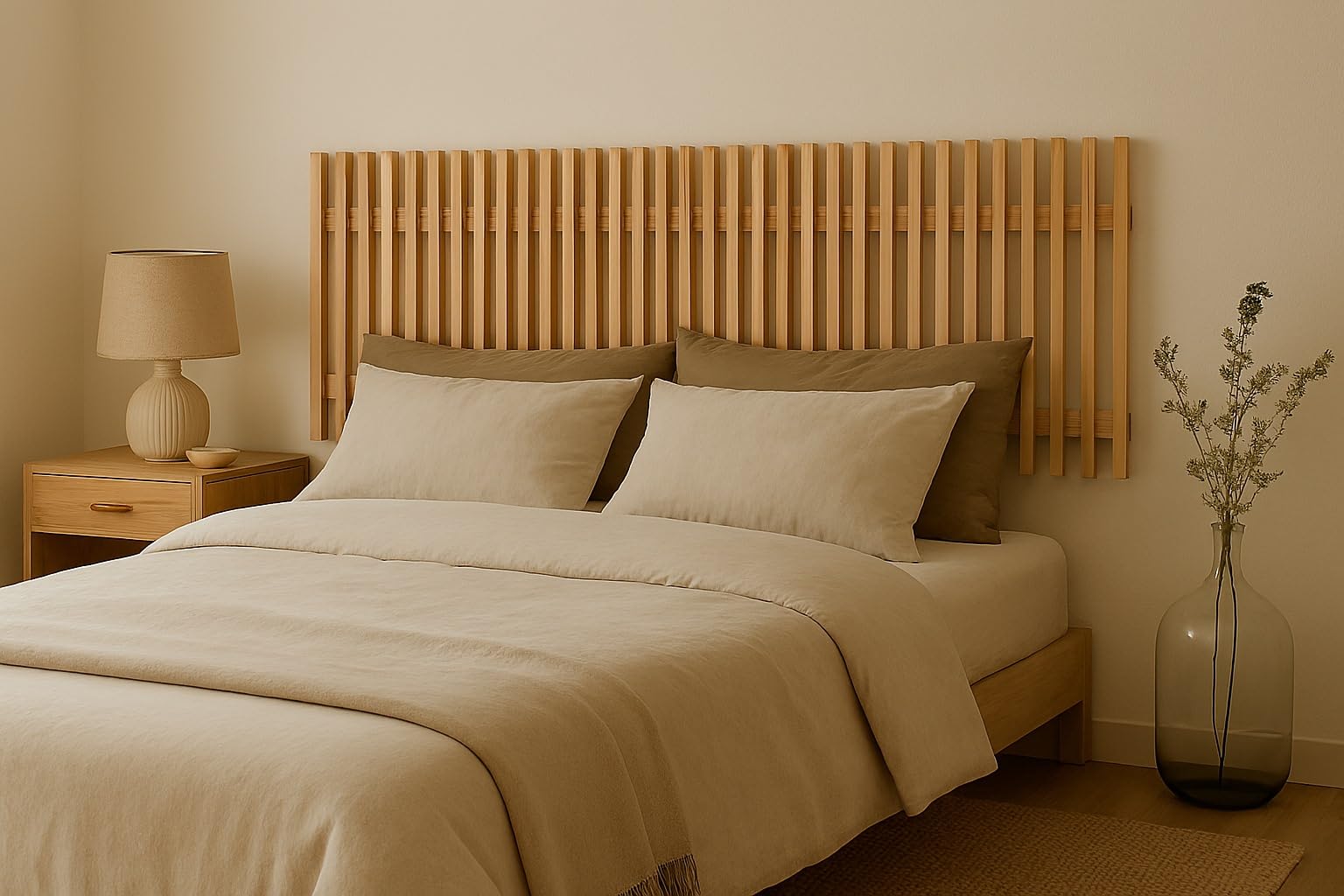 Muebles Cabecero de Madera KIOTO, para Pared. para Camas de 90 y 105 | Cabeceros Madera Pino | Dormitorio Matrimonio | Cabezal Cama (Crudo sin Pintar, Camas 90 y 105 (110 x 49))