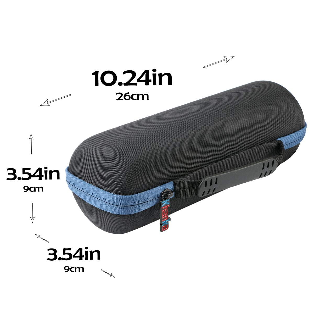 Khanka für JBL Flip 7 / Flip 6 wasserdichte tragbare Bluetooth-Lautsprecher Hartschalen-Reise-Aufbewahrungstasche, nur Koffer（Schwarzes Äußeres,Blau Futter）
