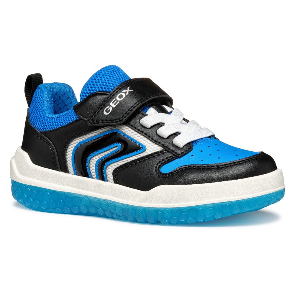 Geox Boys J Buzzerlight Boy B Sneaker, Black Lt Blue, 3.5 UK