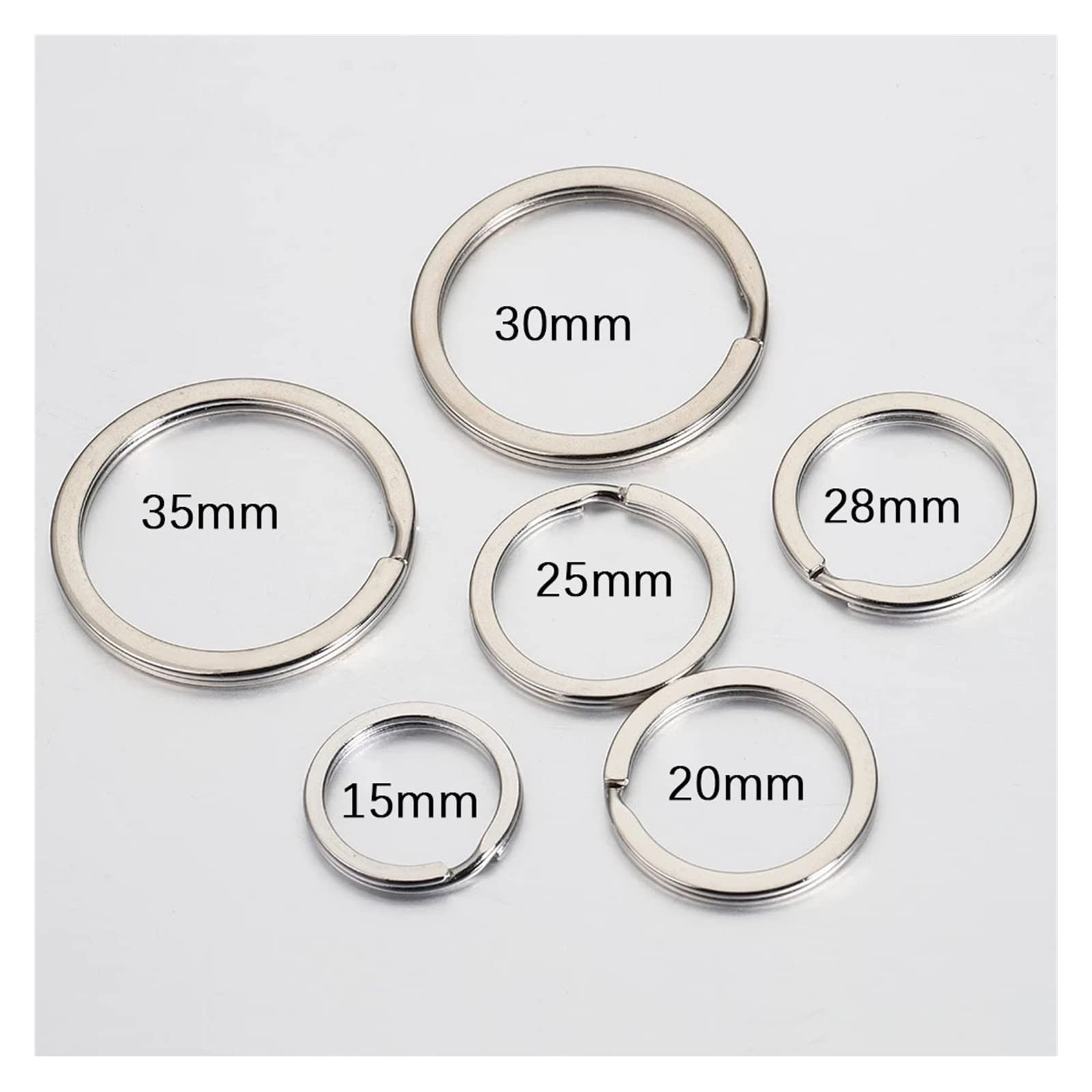 Beebeecraft 1 Scatola 20 Pezzi Portachiavi Divisi 316L Acciaio Inossidabile Portachiavi Piatto Chiusura Anello Di Metallo Per Casa Auto Ufficio Chiavi Attacco 35 X 2.5mm - 11