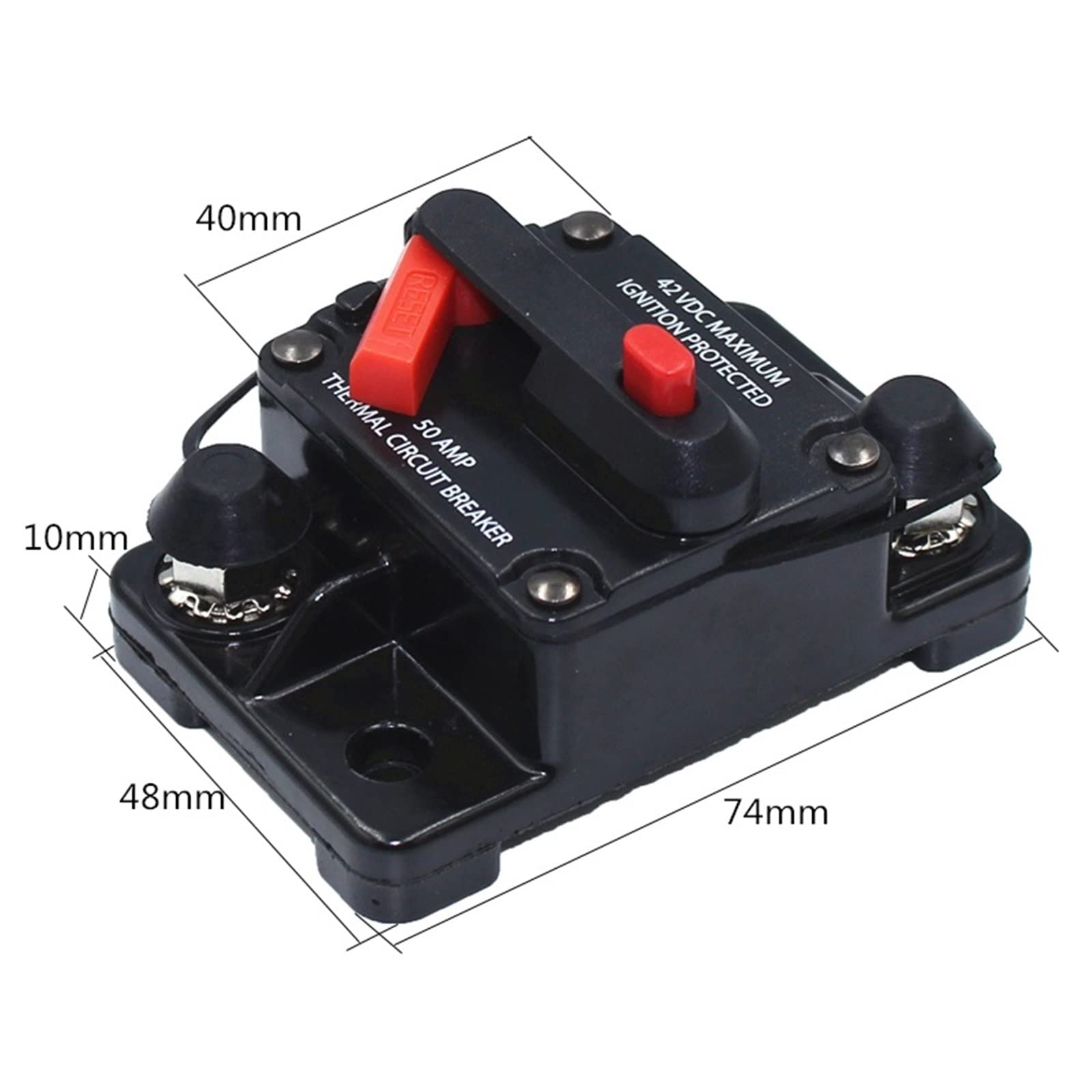 10 szt. 30 A, 40 A, 50 A, 60 A, 70 A, 80 A, 100 A, 120 A, 150 A, 200 A, 250 A, 300 A AMP, resetowanie bezpiecznika, 12-48 V DC, samochód, łódź, automatyczny wodoodporny (5 V)