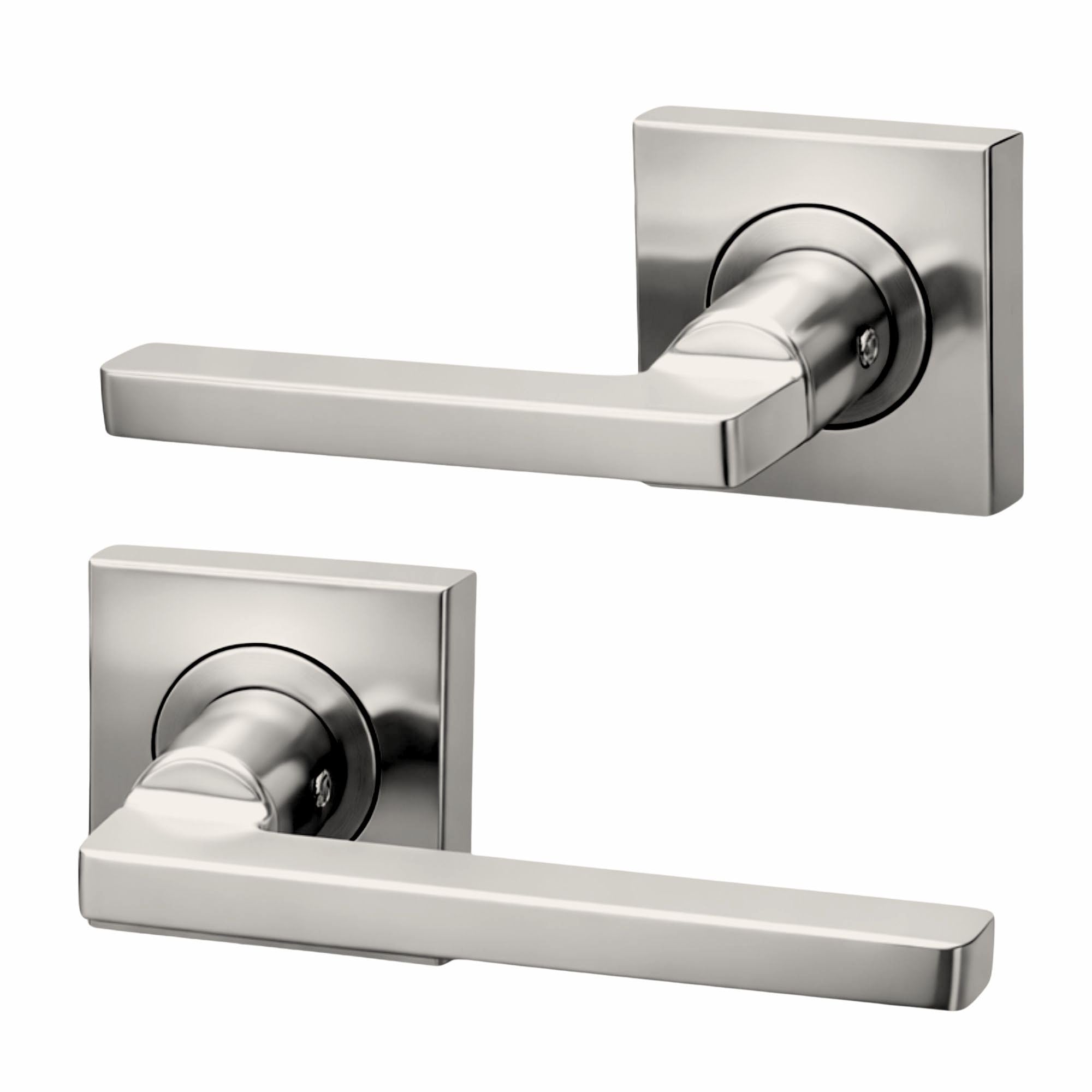 UAP Gemini Internal Door Handles On Square Rose, Satin Chrome Lever Handles for Interior Wooden Doors, Keyless Pair