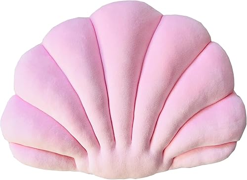 YRXRUS Almohada de concha de mar, almohada con forma de concha rosa claro, decoración de habitación interior y exterior, almohadas de terciopelo