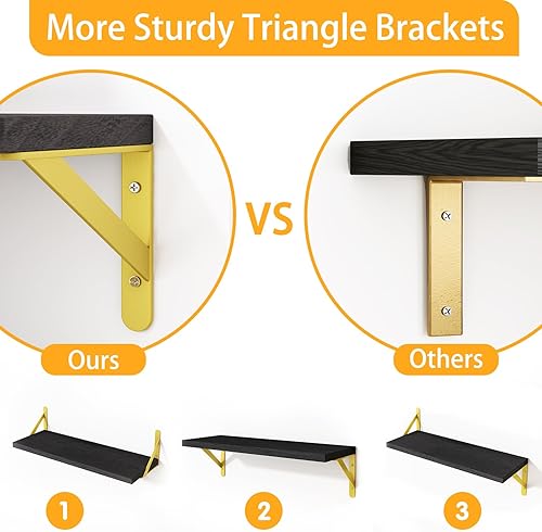 Miniatura 4 de YGEOMER Estantes flotantes para pared, diferentes tamaños, estantes de pared negros para sala de estar, baño, dormitorio, cocina, decoración del
